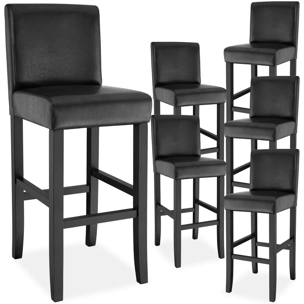 Tectake - Sgabello da bar  imbottito con schienale, One Size, Charcoal Black