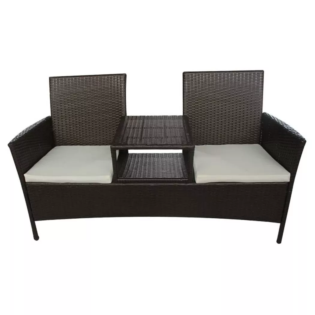 VidaXL - Gartenbank poly-rattan, 3P, Braun