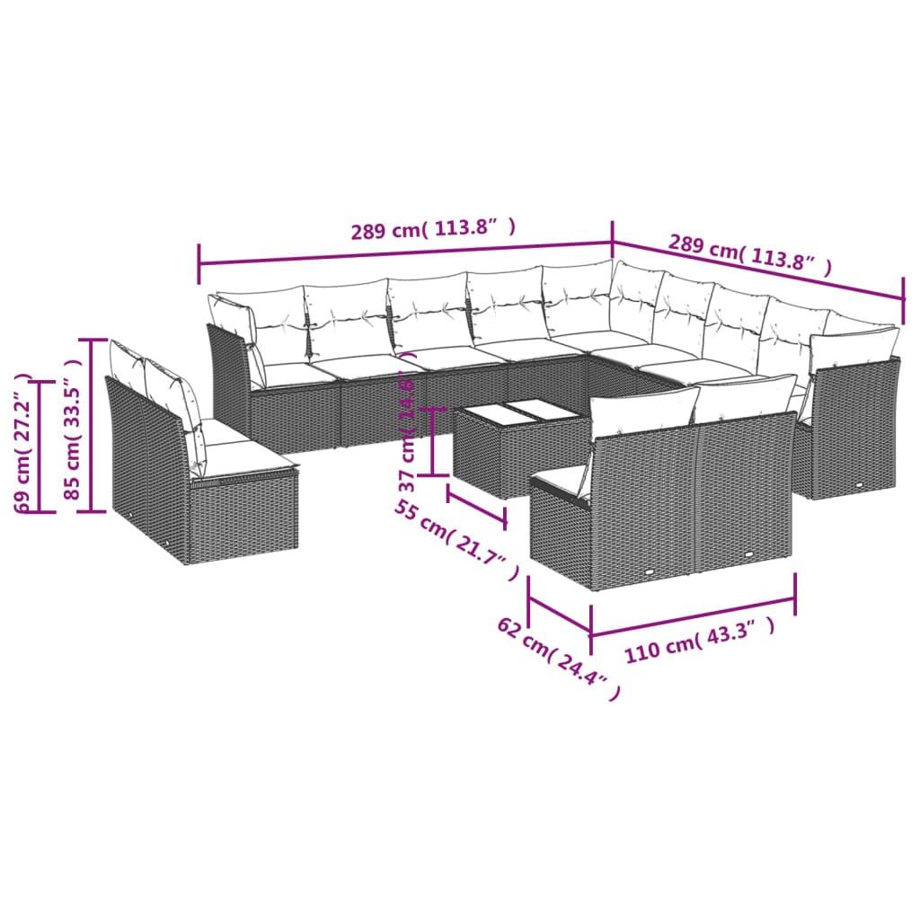 VidaXL Ensemble de canapés de jardin rotin synthétique  