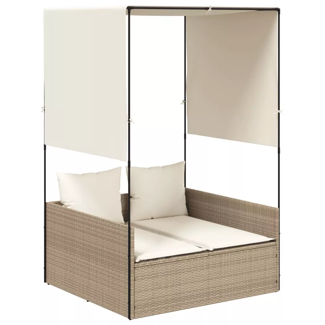 VidaXL - Doppel-sonnenliege poly-rattan, One Size, Beige