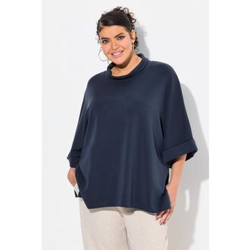 Poncho in felpa dal taglio oversize con collo alto, mezze maniche e modal