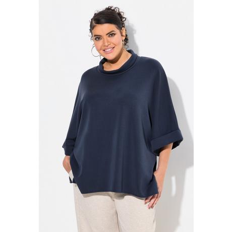 Ulla Popken  Poncho in felpa dal taglio oversize con collo alto, mezze maniche e modal 