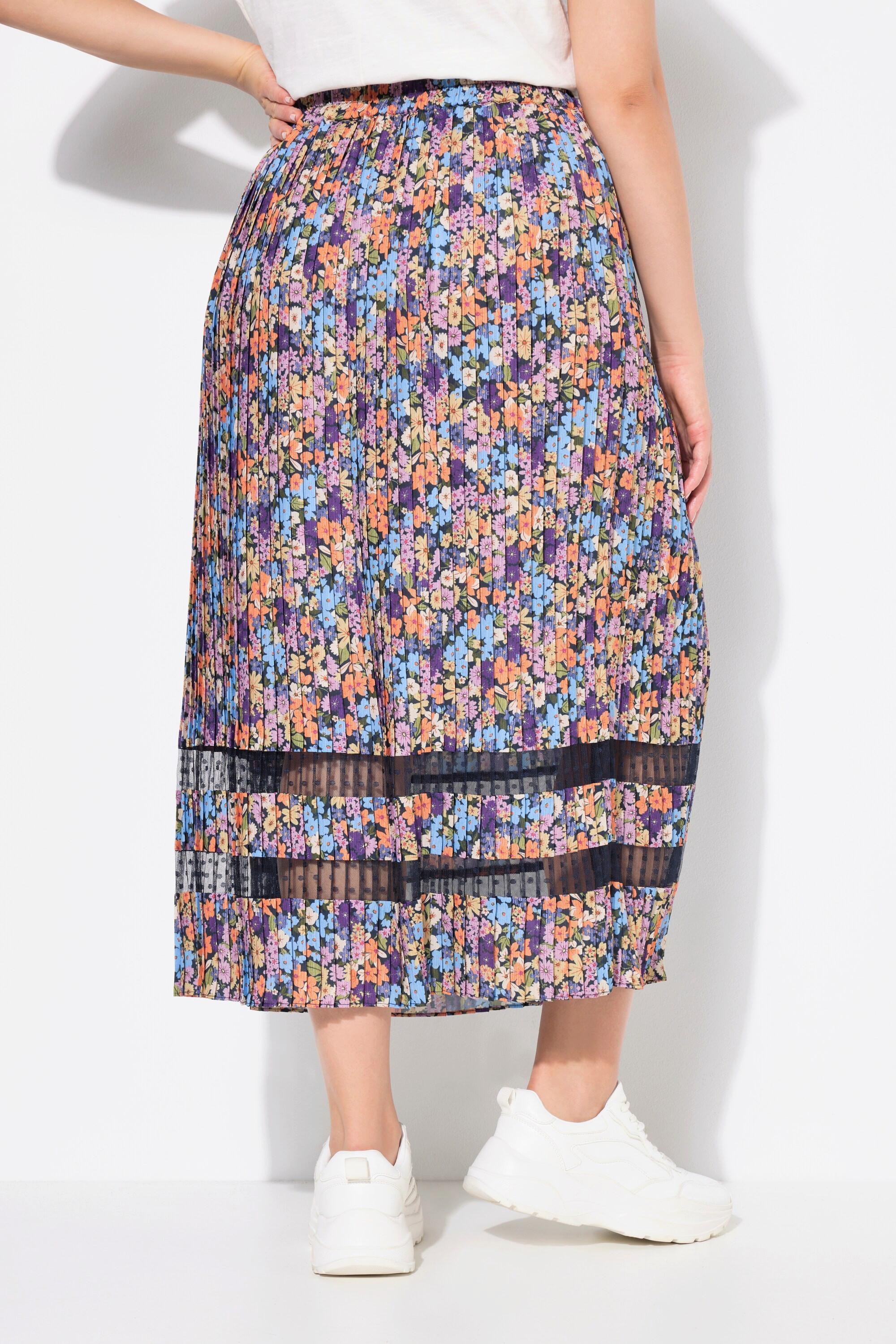 Ulla Popken Gonna Midi Plissettata Fasce Pizzo Taglio ad A Fascia Elastica  