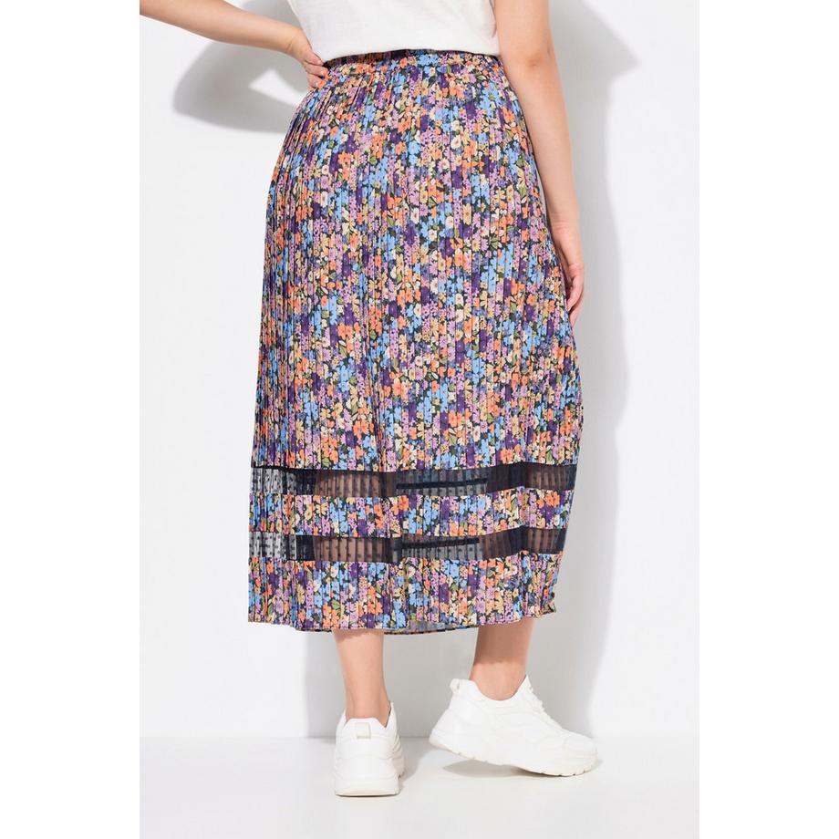 Ulla Popken Gonna Midi Plissettata Fasce Pizzo Taglio ad A Fascia Elastica  