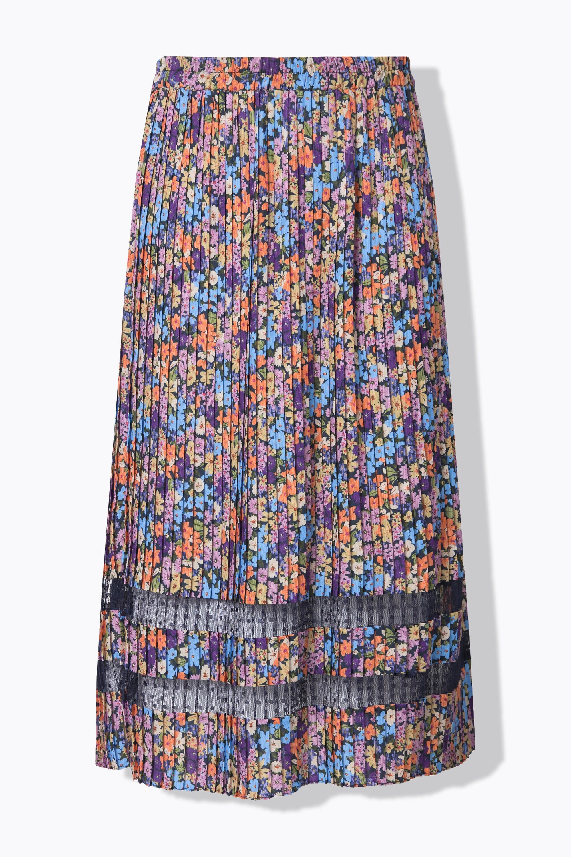 Ulla Popken Gonna Midi Plissettata Fasce Pizzo Taglio ad A Fascia Elastica  