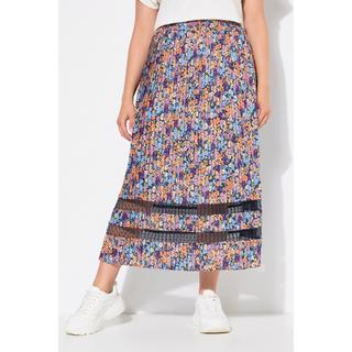 Ulla Popken Gonna Midi Plissettata Fasce Pizzo Taglio ad A Fascia Elastica  