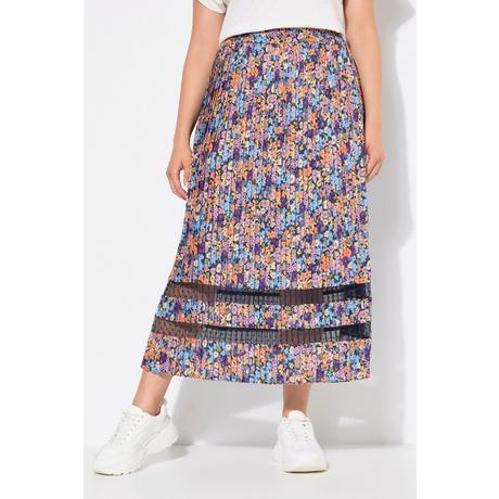 Ulla Popken Gonna Midi Plissettata Fasce Pizzo Taglio ad A Fascia Elastica  