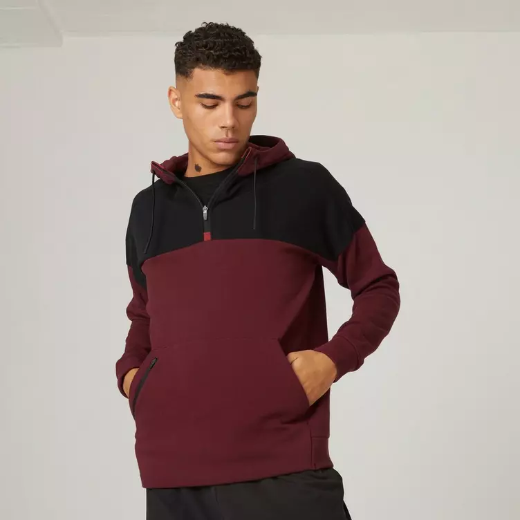 NYAMBA Sweatshirt Kapuze Fitness Baumwolle bordeaux/schwarzonline kaufen MANOR