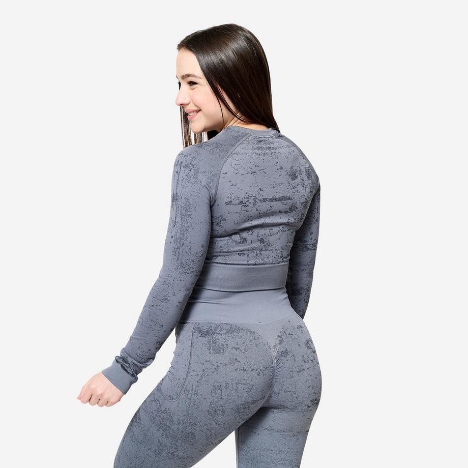 DOMYOS  T-shirt manches longues femme ajusté polyester 