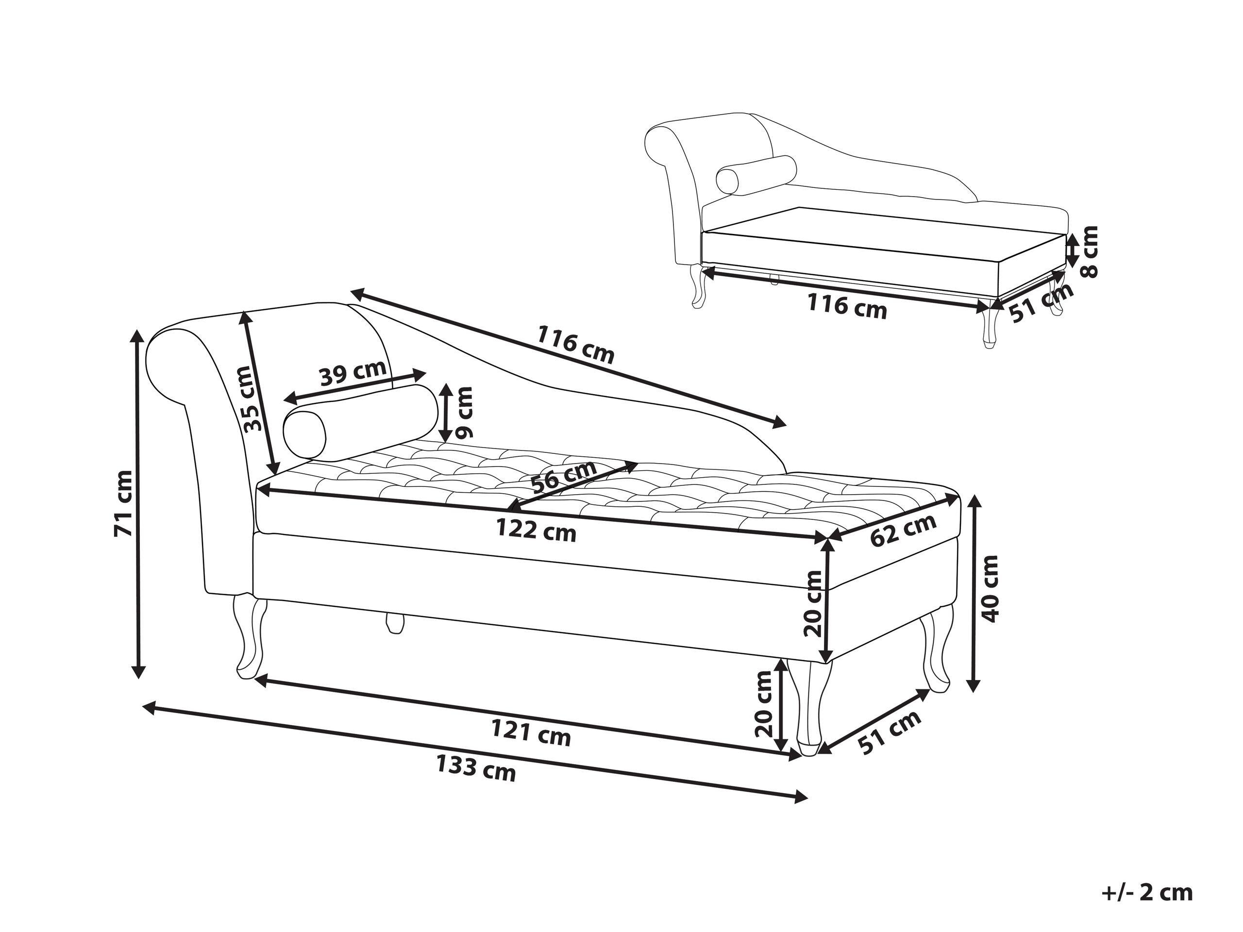 Beliani Chaiselongue aus Samtstoff Retro PESSAC  