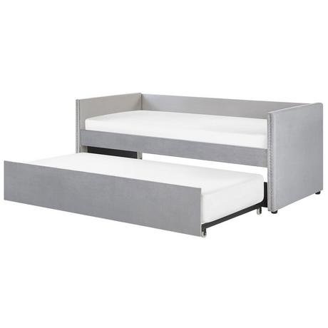 Beliani Lit à lattes en Velours Moderne TROYES  