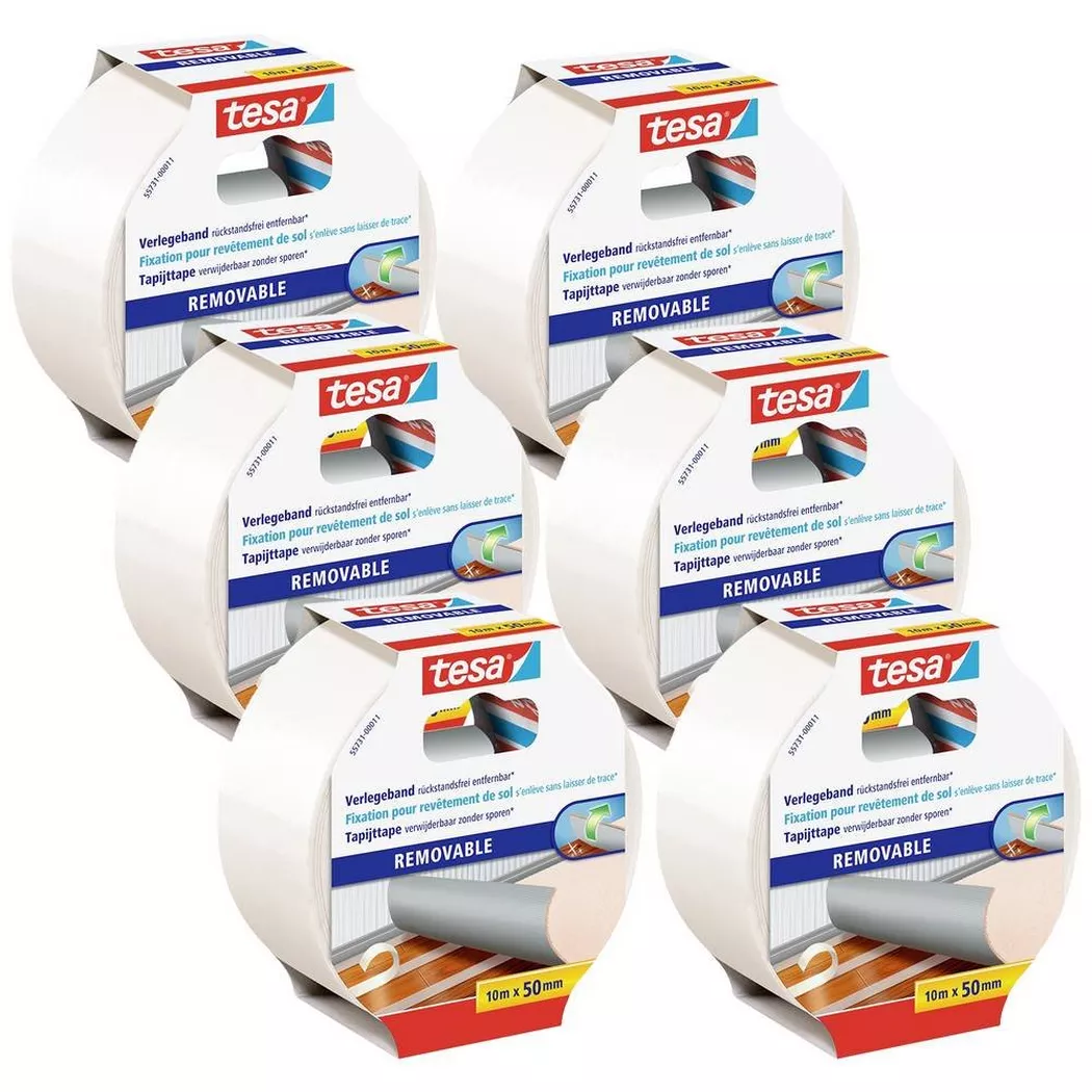 Tesa - Doppelseitiges Klebeband-Set, 10 m, Weiss