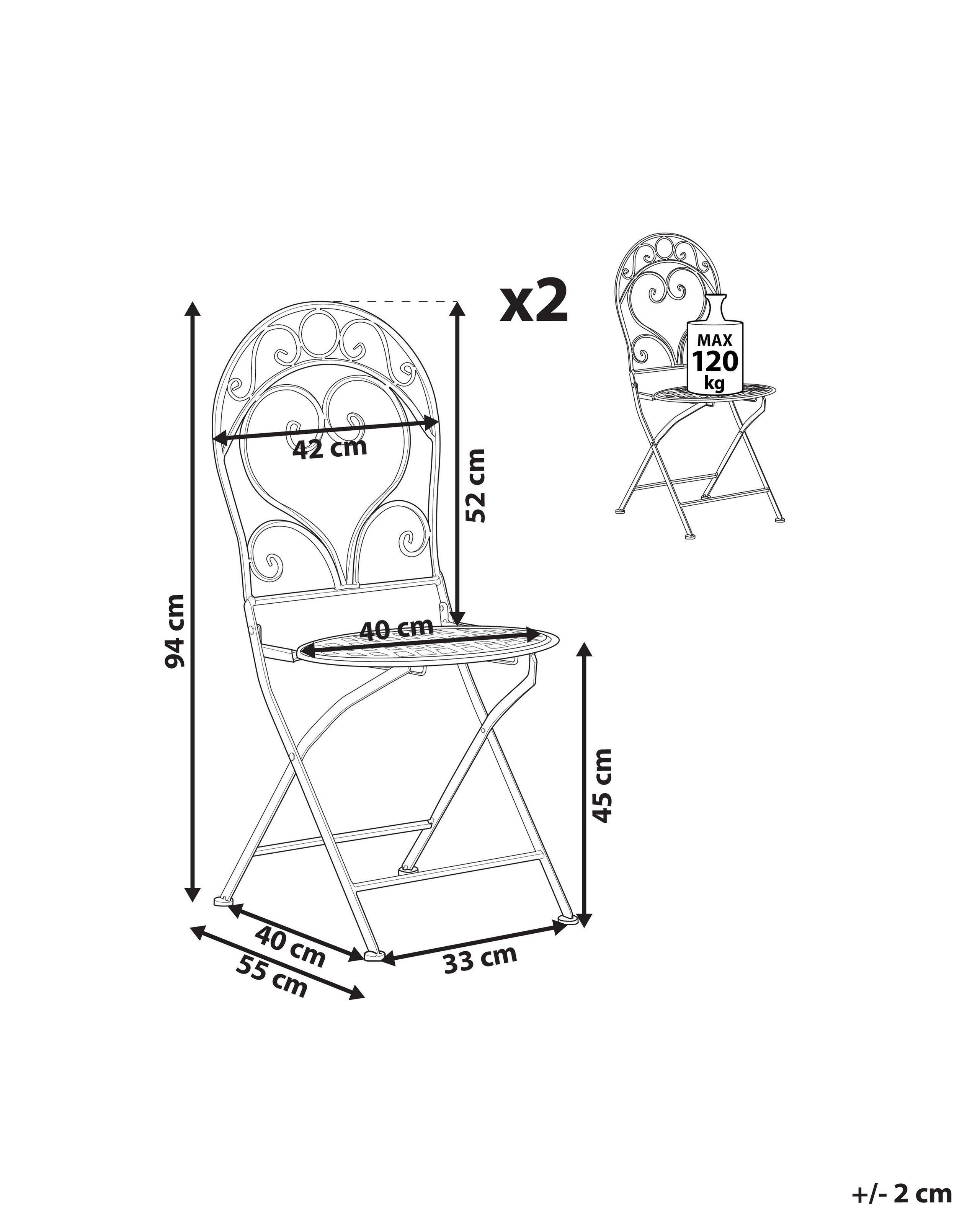 Beliani Lot de 2 chaises en Métal Rétro ALBINIA  