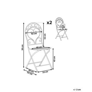 Beliani Lot de 2 chaises en Métal Rétro ALBINIA  