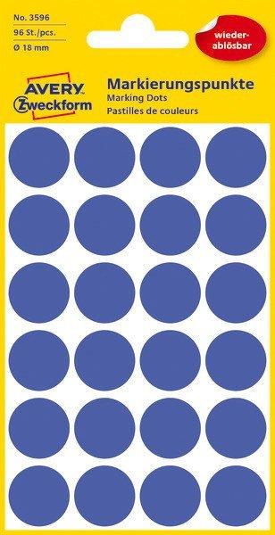 Avery-Zweckform AVERY ZWECKFORM Markierungspunkte 18mm 3596 Blau, ablösbar 4 Blatt  