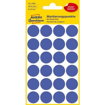 AVERY ZWECKFORM Markierungspunkte 18mm 3596 Blau, ablösbar 4 Blatt