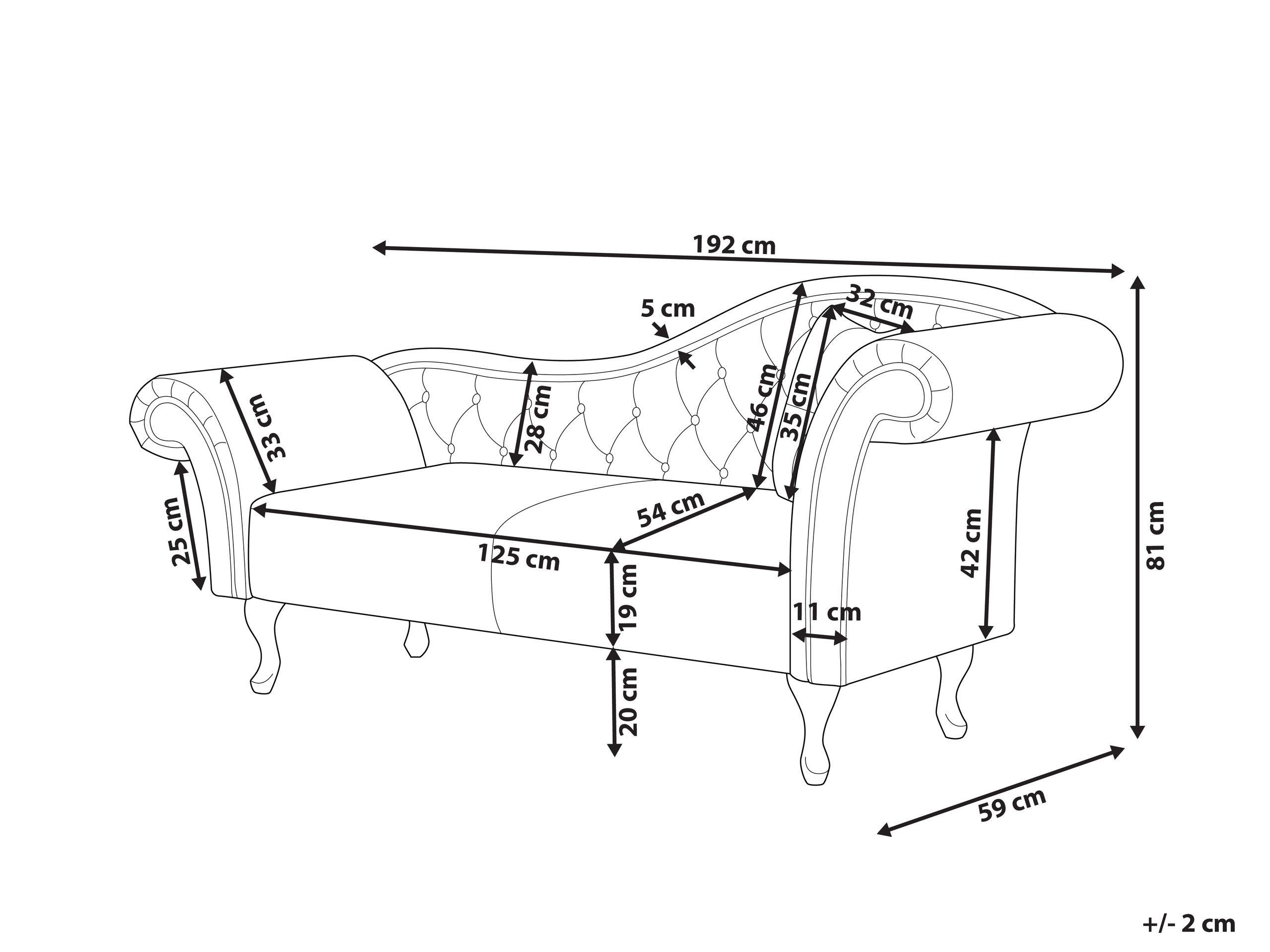 Beliani Chaise longue versione destra en Velluto Retrò LATTES  