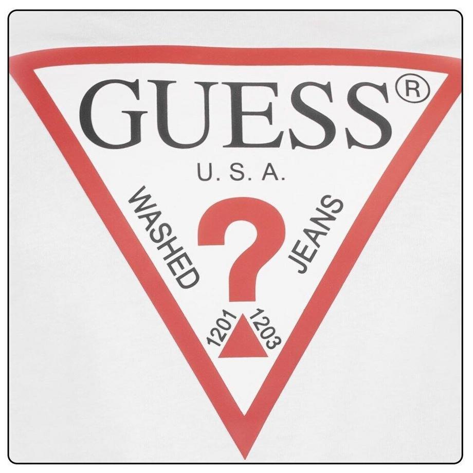 GUESS Langarm Rundhals T-Shirt Original Logo  