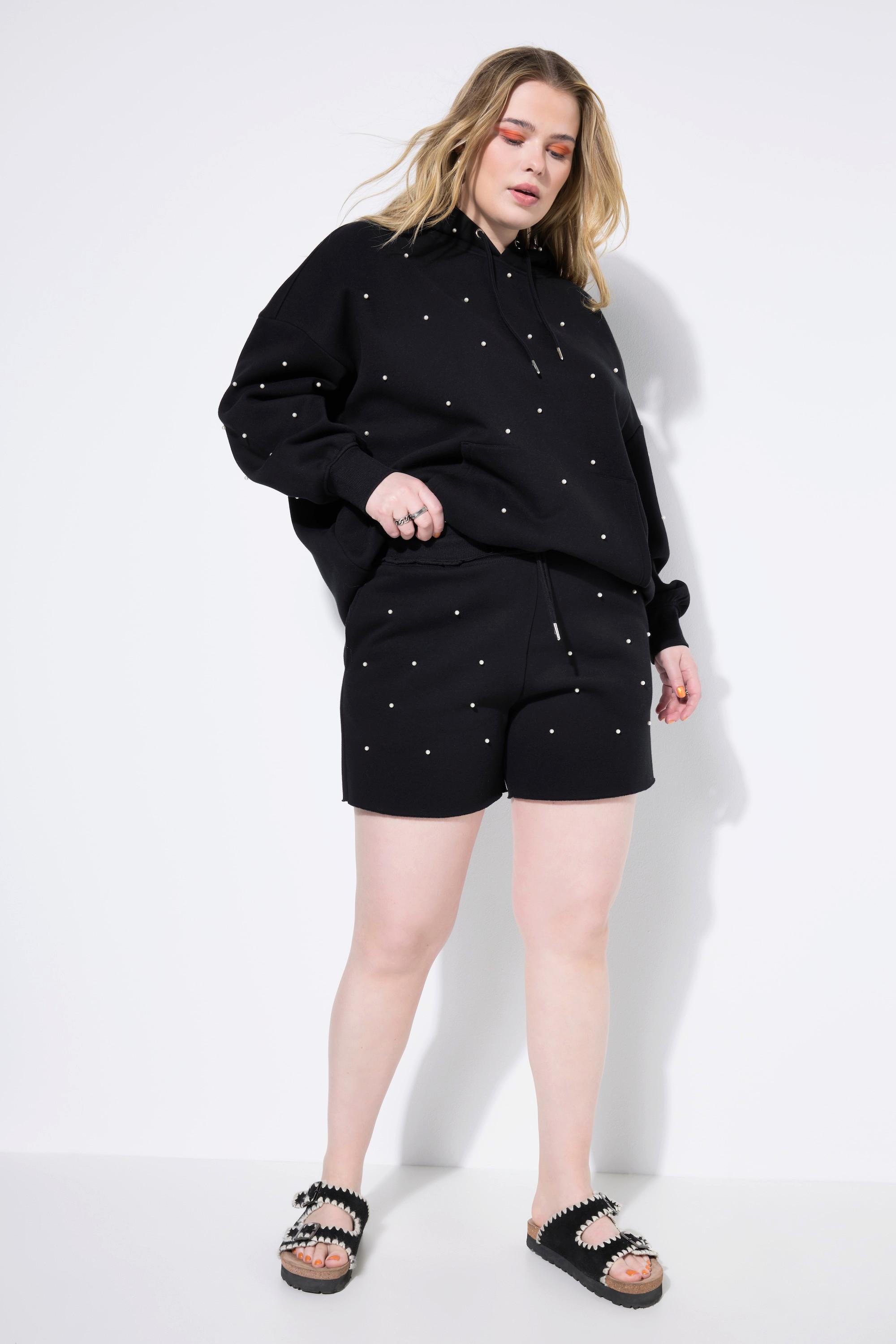 Studio Untold Sweat Shorts Wide Legs mit Zierperlen  