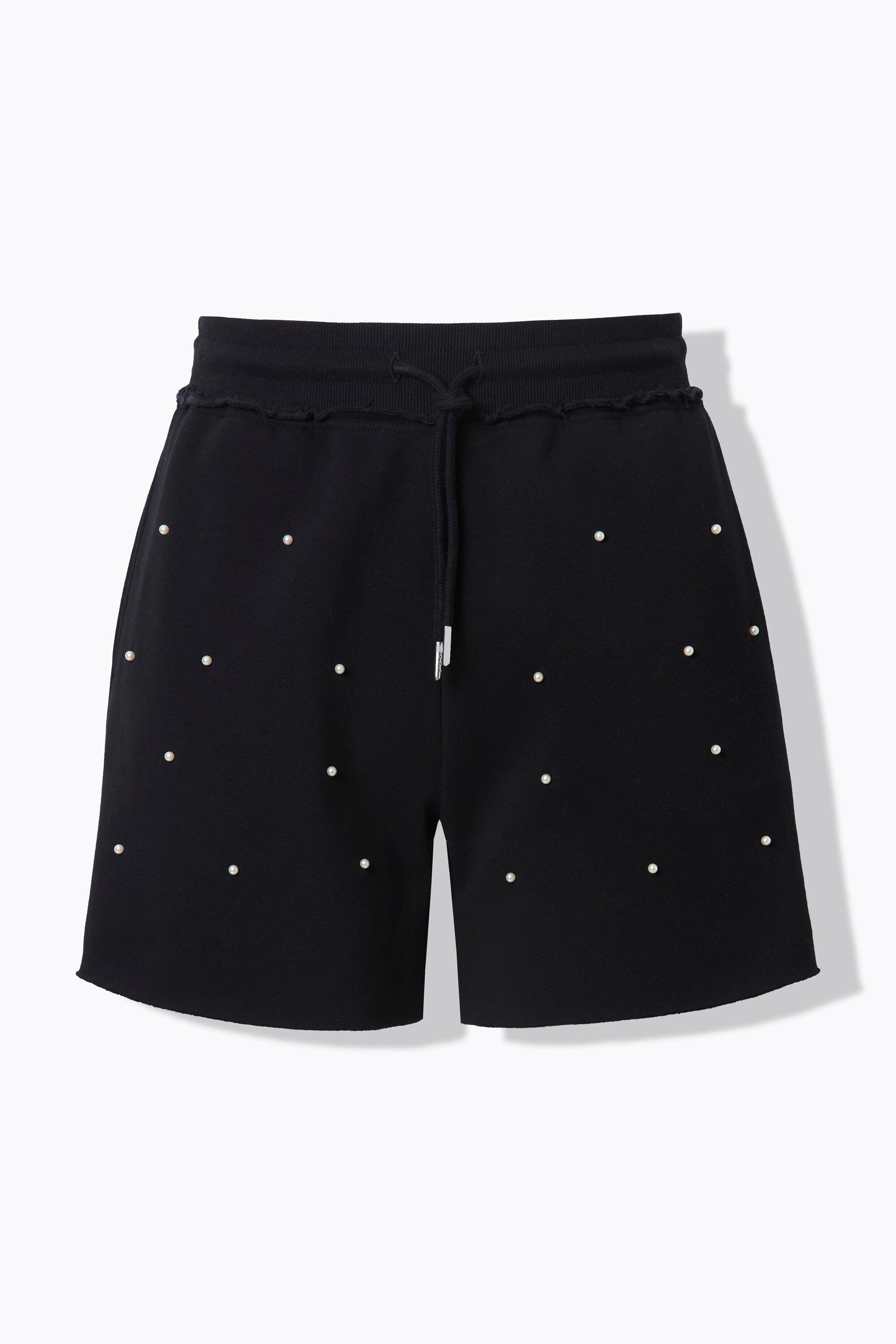 Studio Untold Sweat Shorts Wide Legs mit Zierperlen  