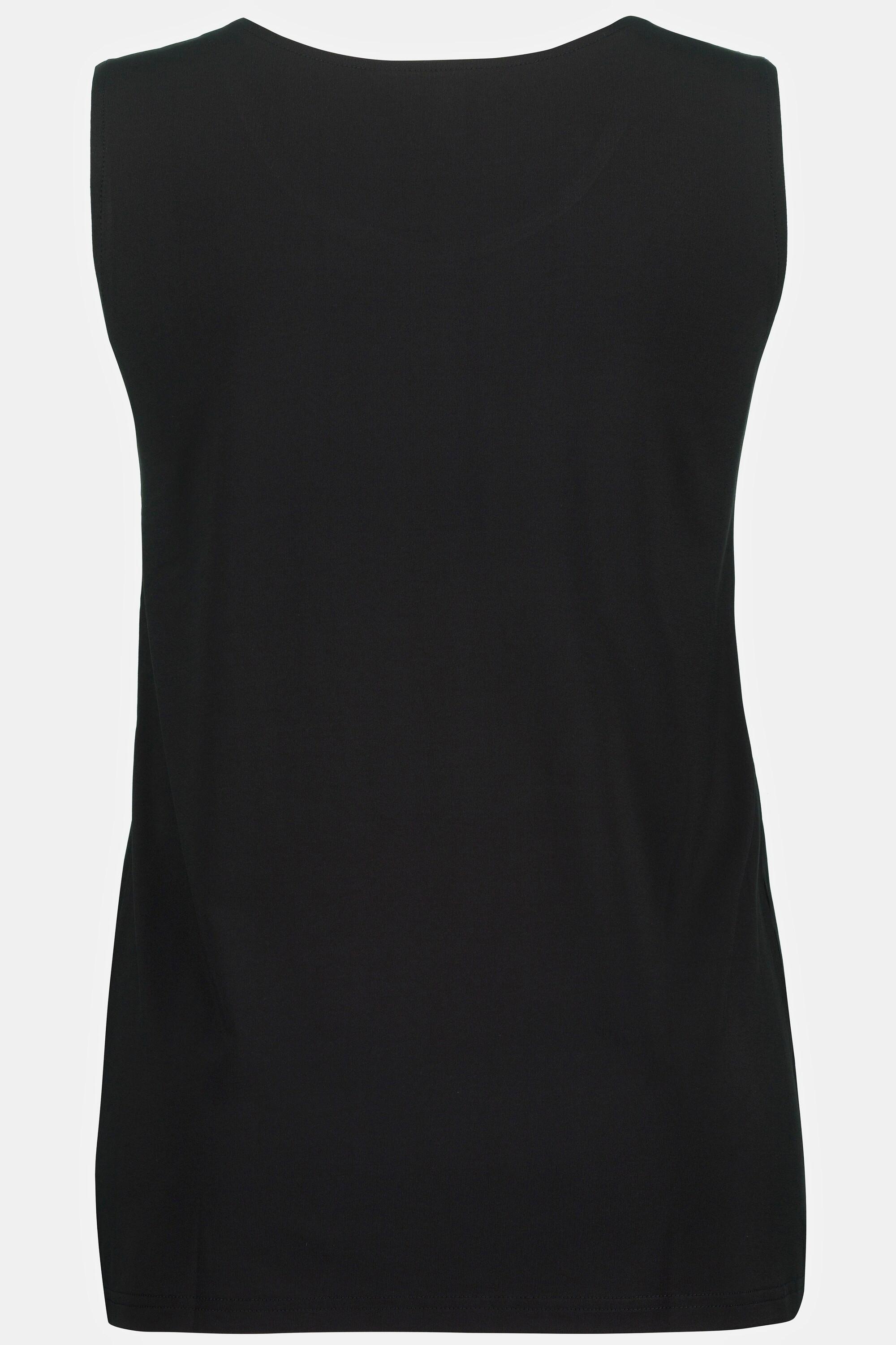 Ulla Popken  Top elasticizzato con scollo rotondo classico nero 