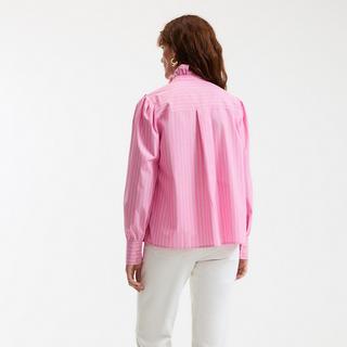 La Redoute Collections Gestreifte Boyfriend Bluse mit gerüschtem Stehkragen  