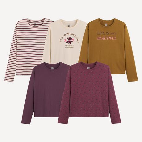 La Redoute Collections  Lot de 5 t-shirts manches longues 