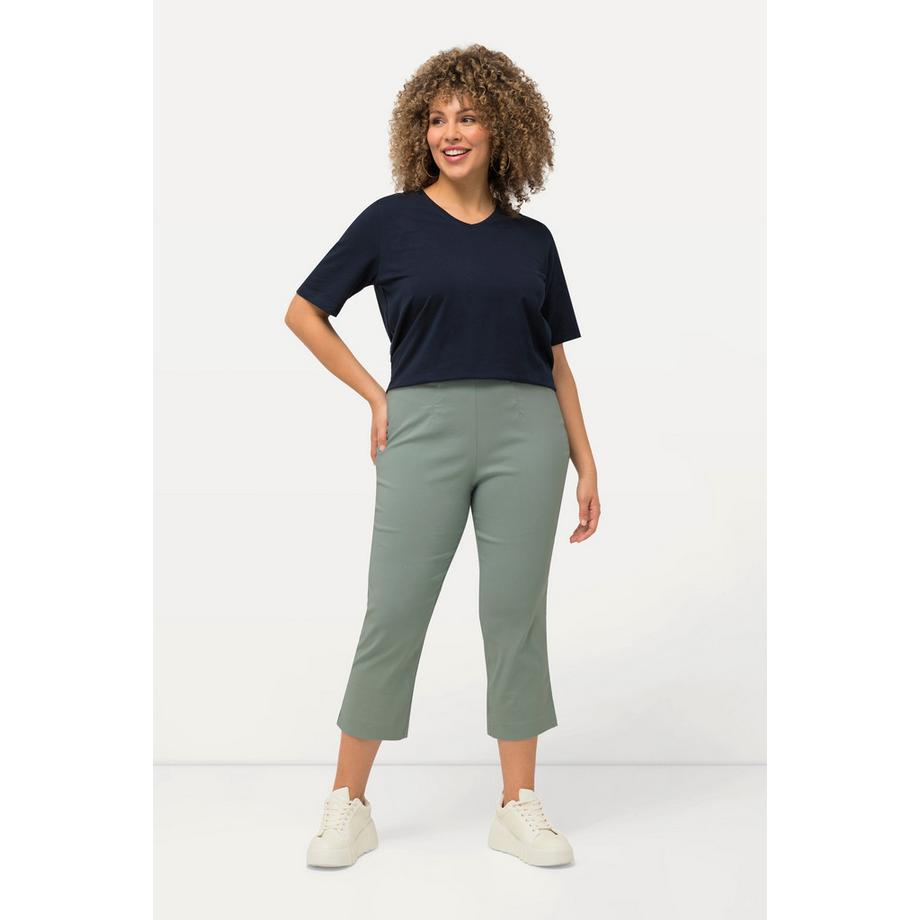 Ulla Popken Pantalon Bengalina Longueur Mollet Coupe Droite Taille Élastique  