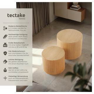 Tectake 2er Set Couchtische Danny rund Eichefurnier  