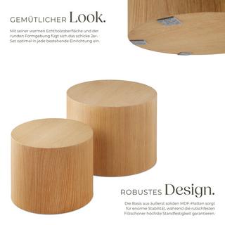 Tectake 2er Set Couchtische Danny rund Eichefurnier  