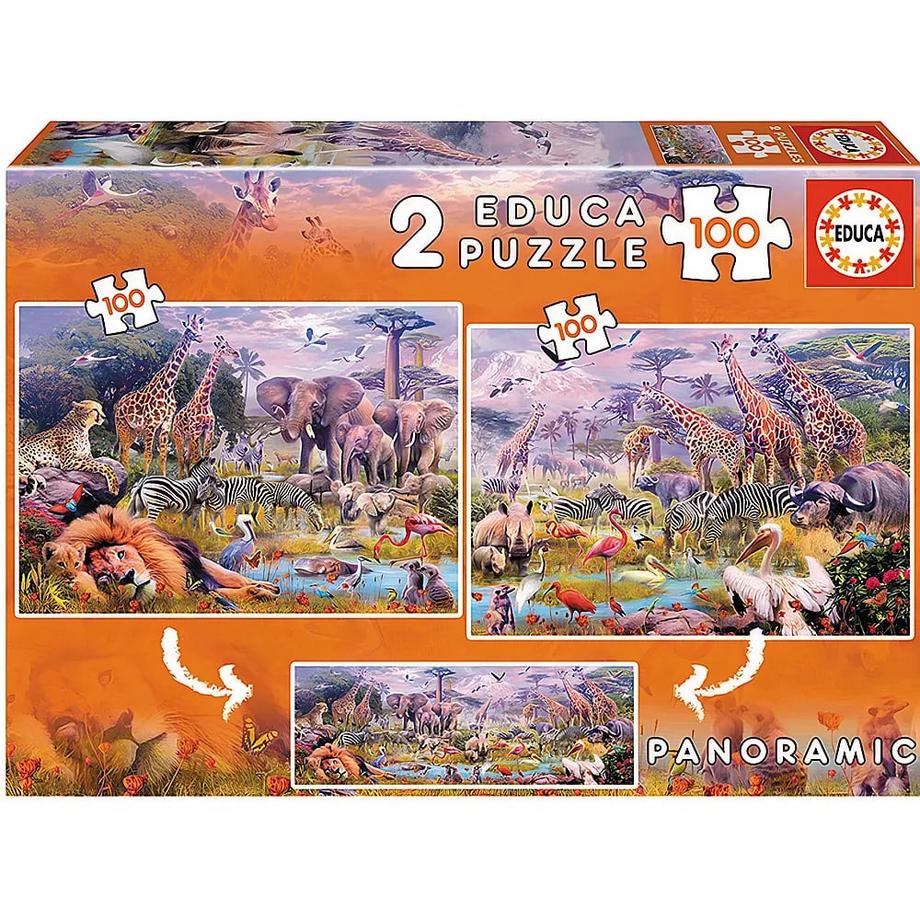 Educa  Puzzle Wilde Tiere (2x100) 