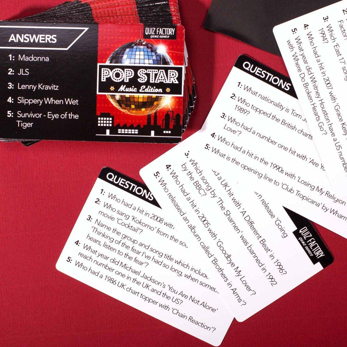 Novelty  Quiz sur les cartes Pop Star 