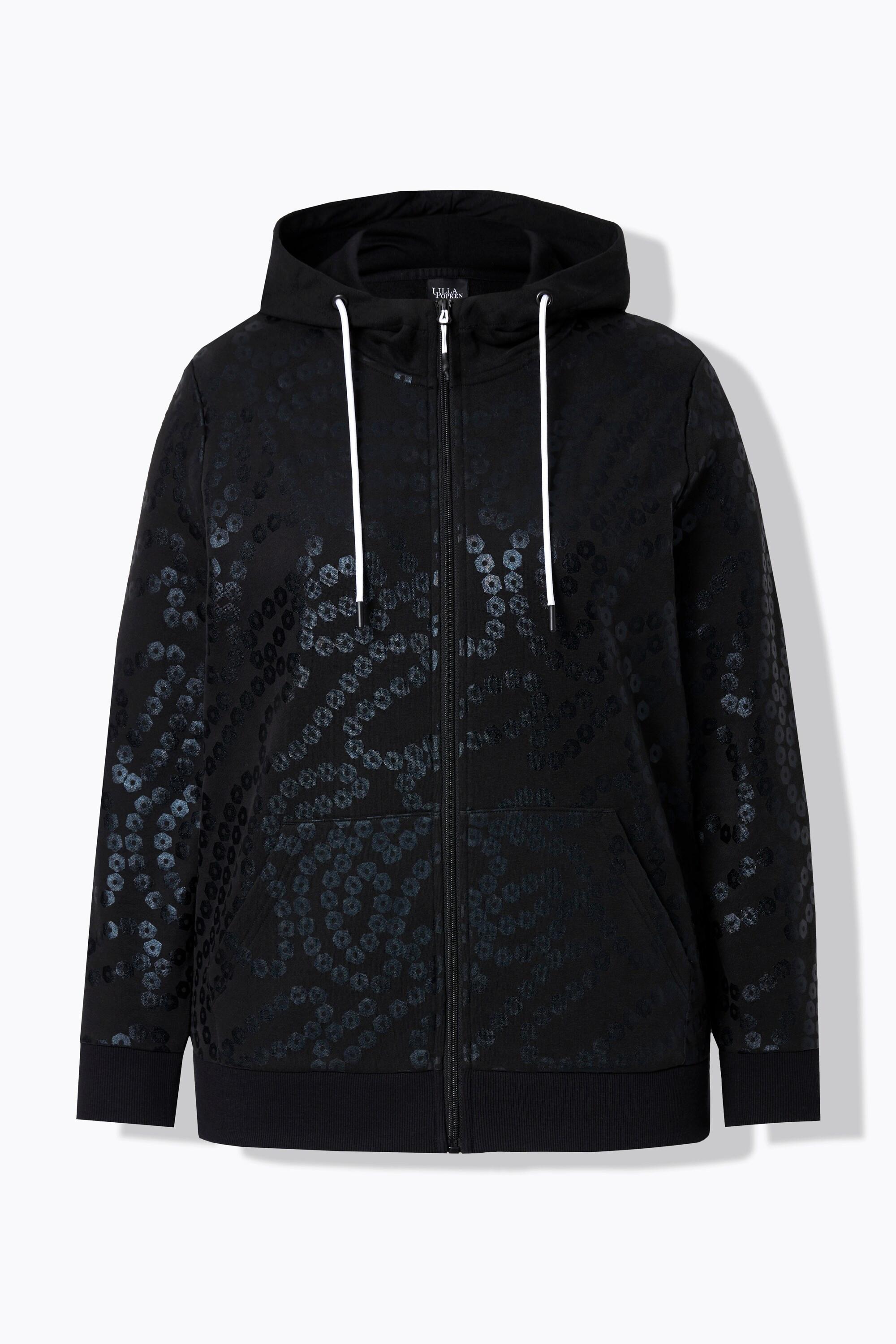 Ulla Popken  Hoodie, Pailletten-Druck, Kängurutasche, Langarm 