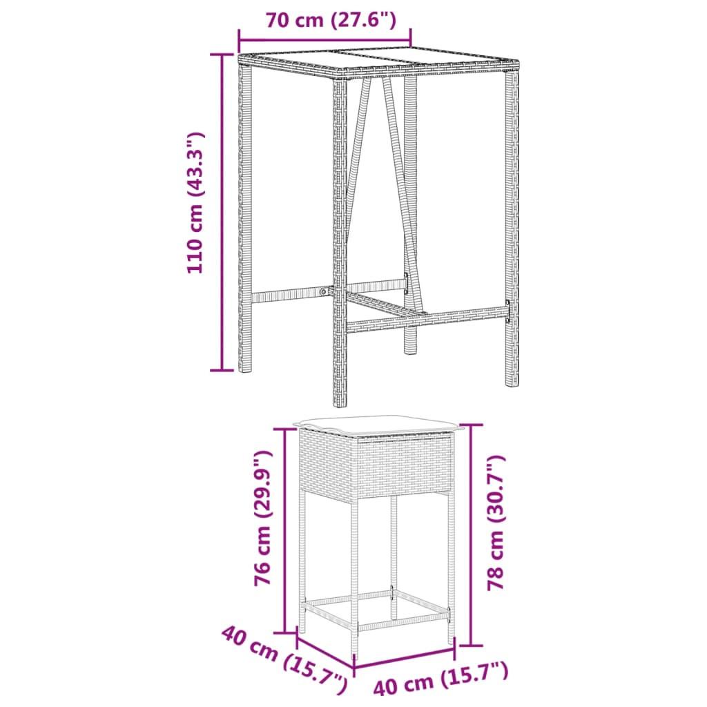 VidaXL Gartenbar set poly-rattan  