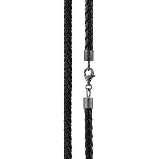 Kuzzoi  Collier Hommes Cuir Véritable Tressé De Base Noir 