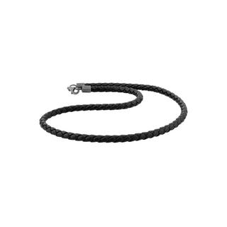 Kuzzoi  Collier Hommes Cuir Véritable Tressé De Base Noir 