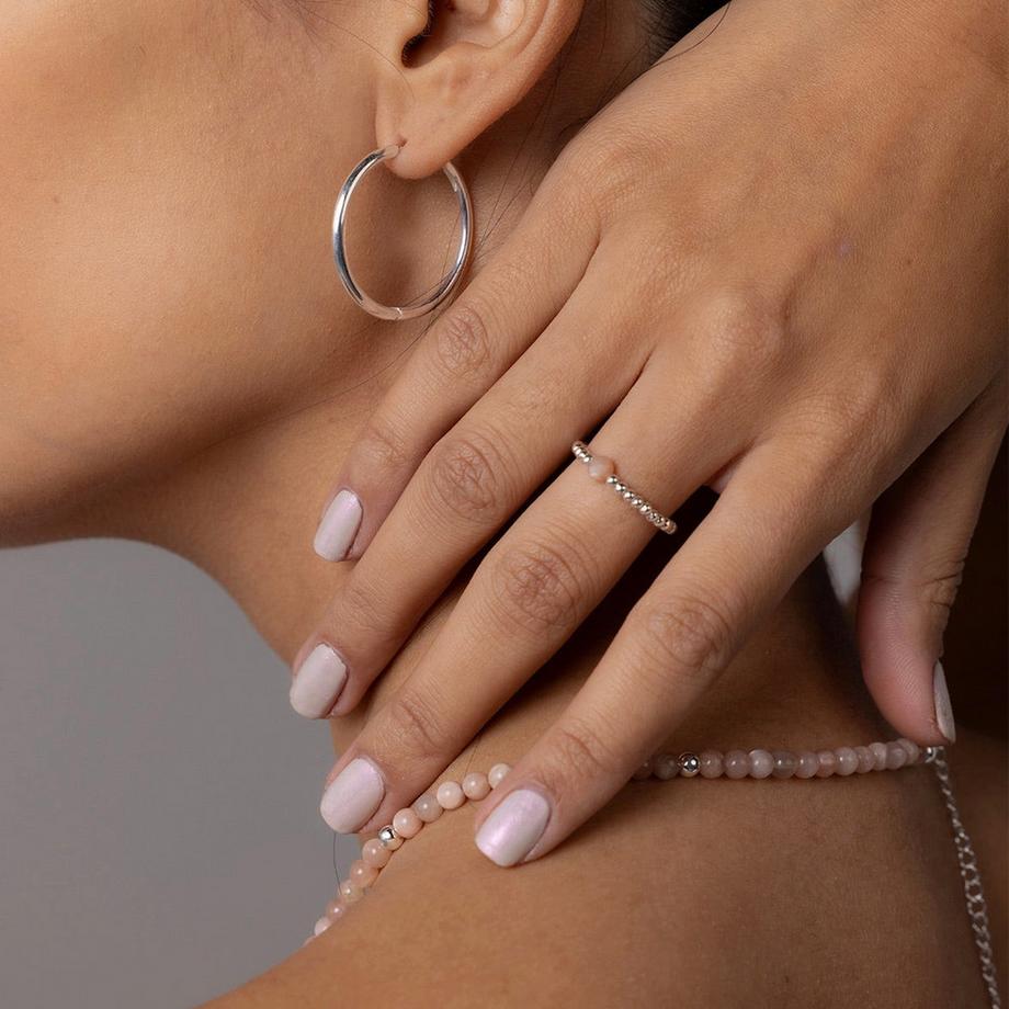 Balibay  Bague Leanie avec pierre de lune cannelle facettée 