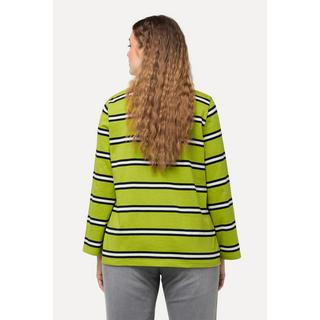 Ulla Popken Maglia a righe maniche lunghe scollo rotondo con laccetto nell'orlo  