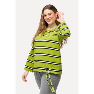 Ulla Popken Maglia a righe maniche lunghe scollo rotondo con laccetto nell'orlo  