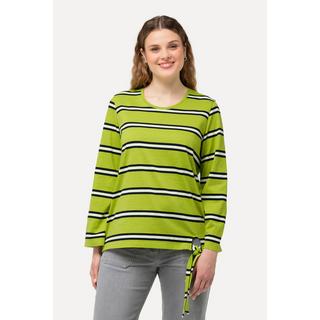 Ulla Popken Maglia a righe maniche lunghe scollo rotondo con laccetto nell'orlo  