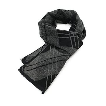 Écharpe d'hiver chaude et douce, écharpe tricotée à carreaux, longues écharpes d'hiver, gris, taille unique