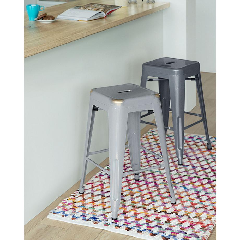 Beliani Set di 2 sgabelli da bar en Acciaio Industriale CABRILLO  