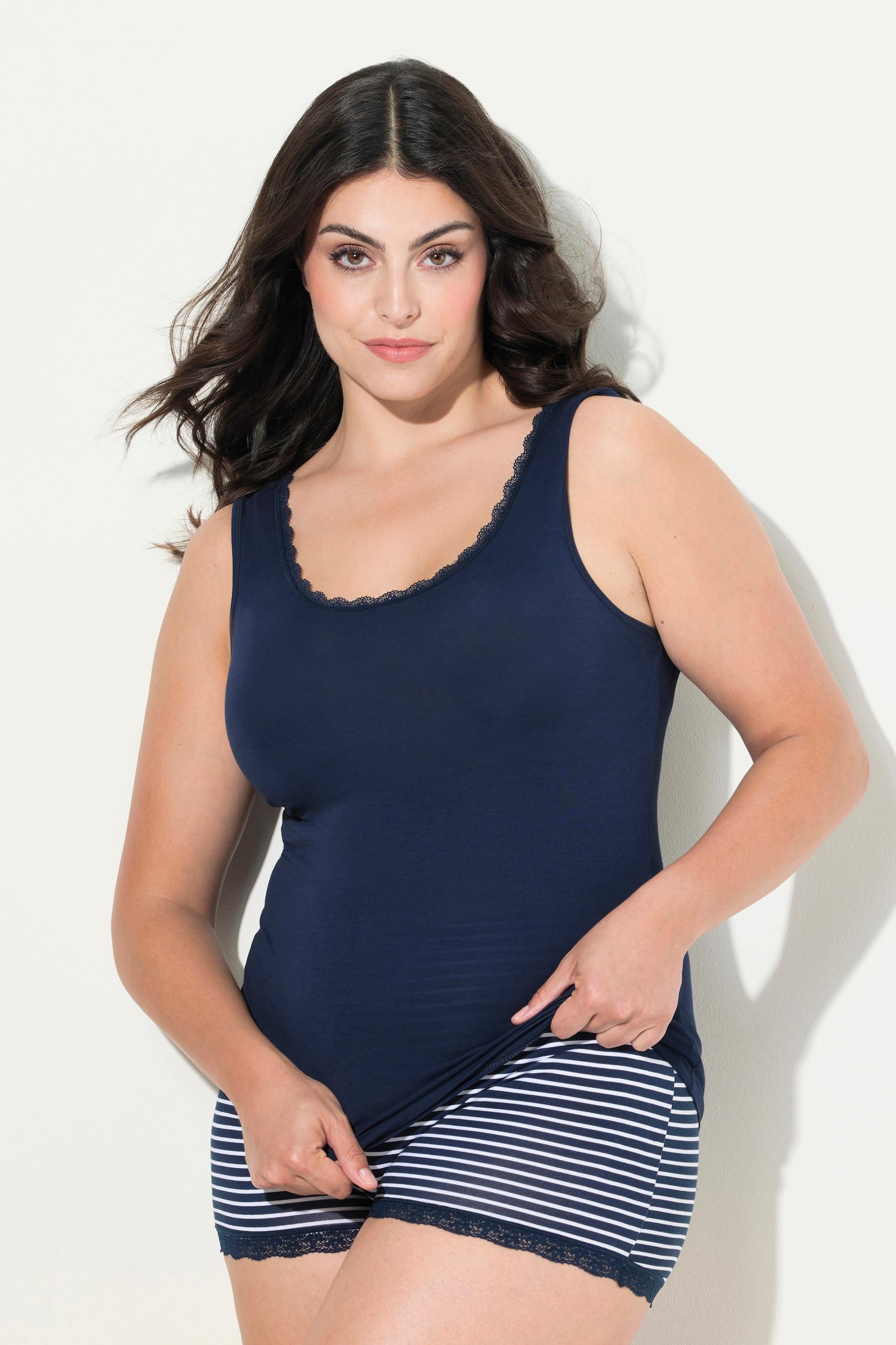 Ulla Popken Canottiera Pizzo Scollo Rotondo  