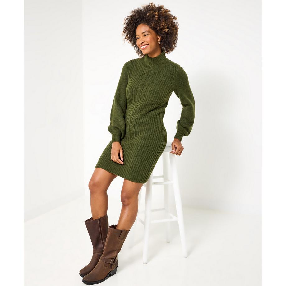 Joe Browns Kuscheliges Strickkleid mit Zopfmuster und Ballonärmeln  