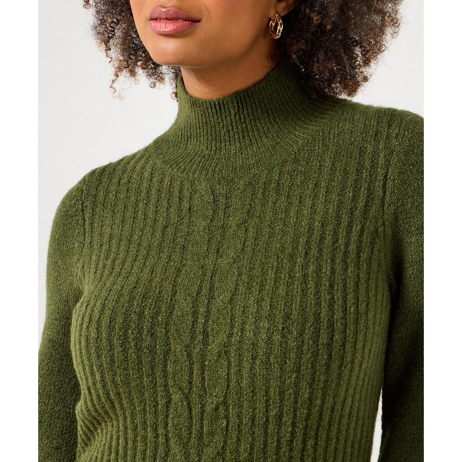 Joe Browns Kuscheliges Strickkleid mit Zopfmuster und Ballonärmeln  