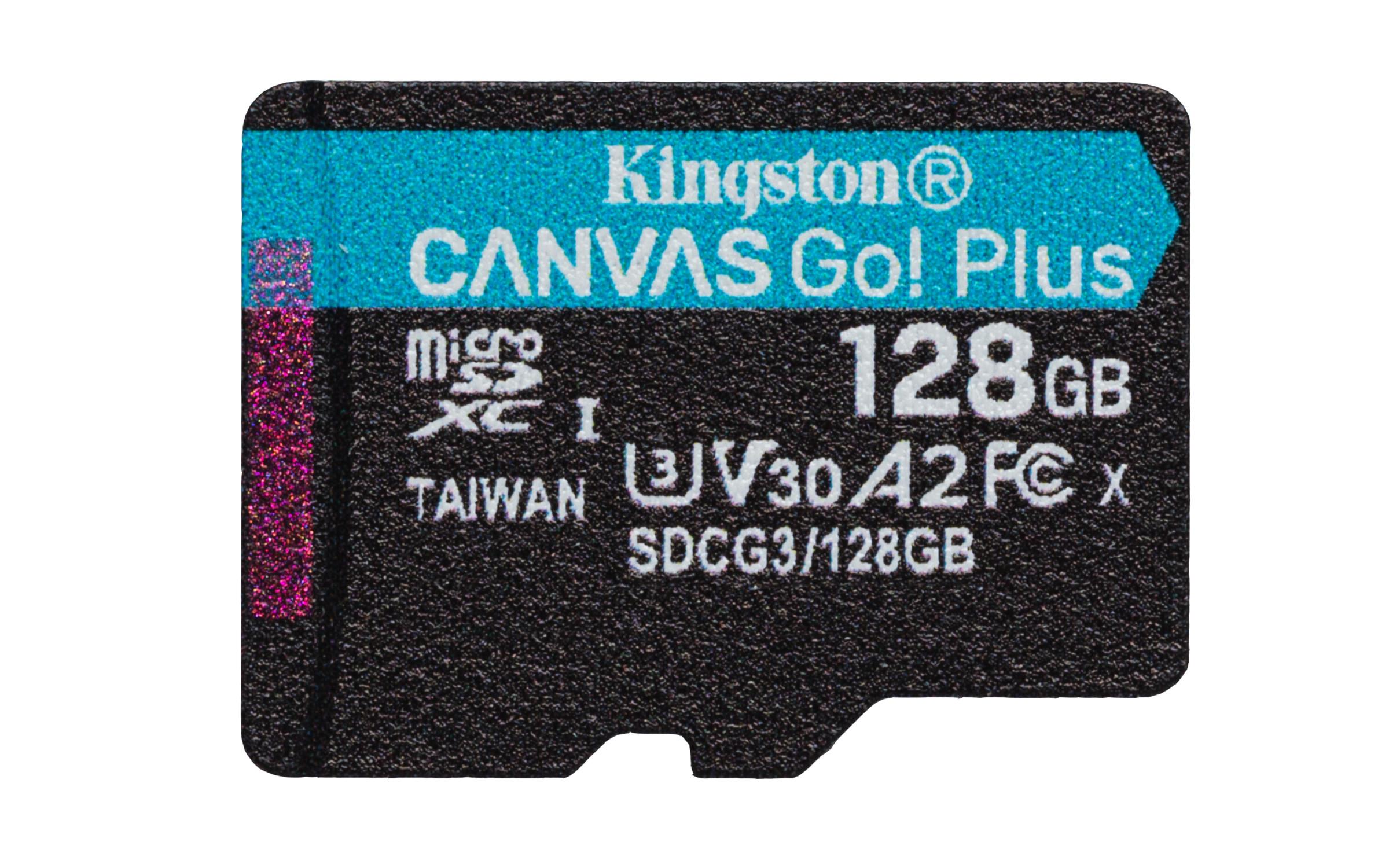 Kingston  Kingston Technology Scheda microSDXC Canvas Go Plus 170R A2 U3 V30 da 128GB + adattatore 