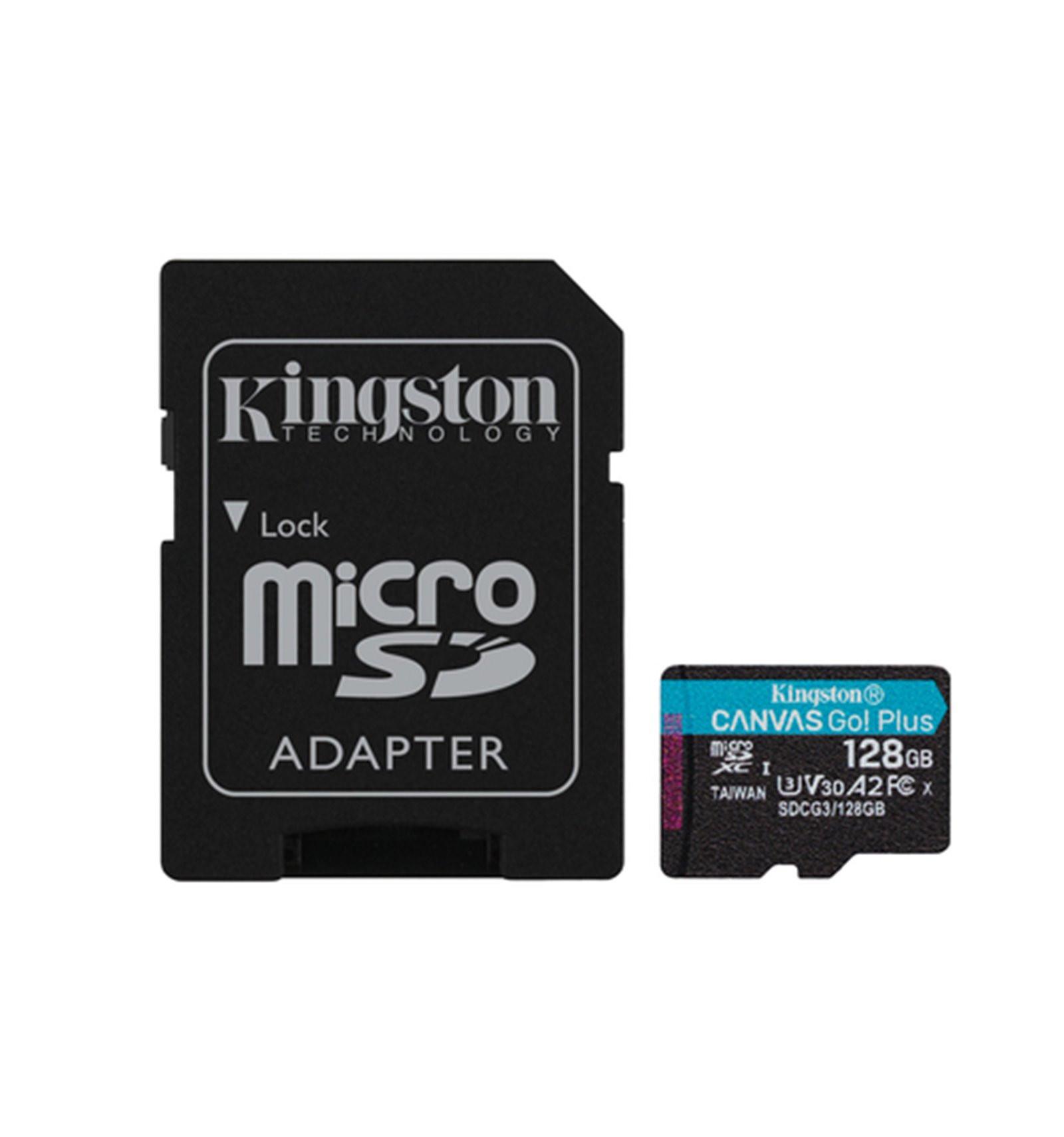 Kingston  Kingston Technology Scheda microSDXC Canvas Go Plus 170R A2 U3 V30 da 128GB + adattatore 