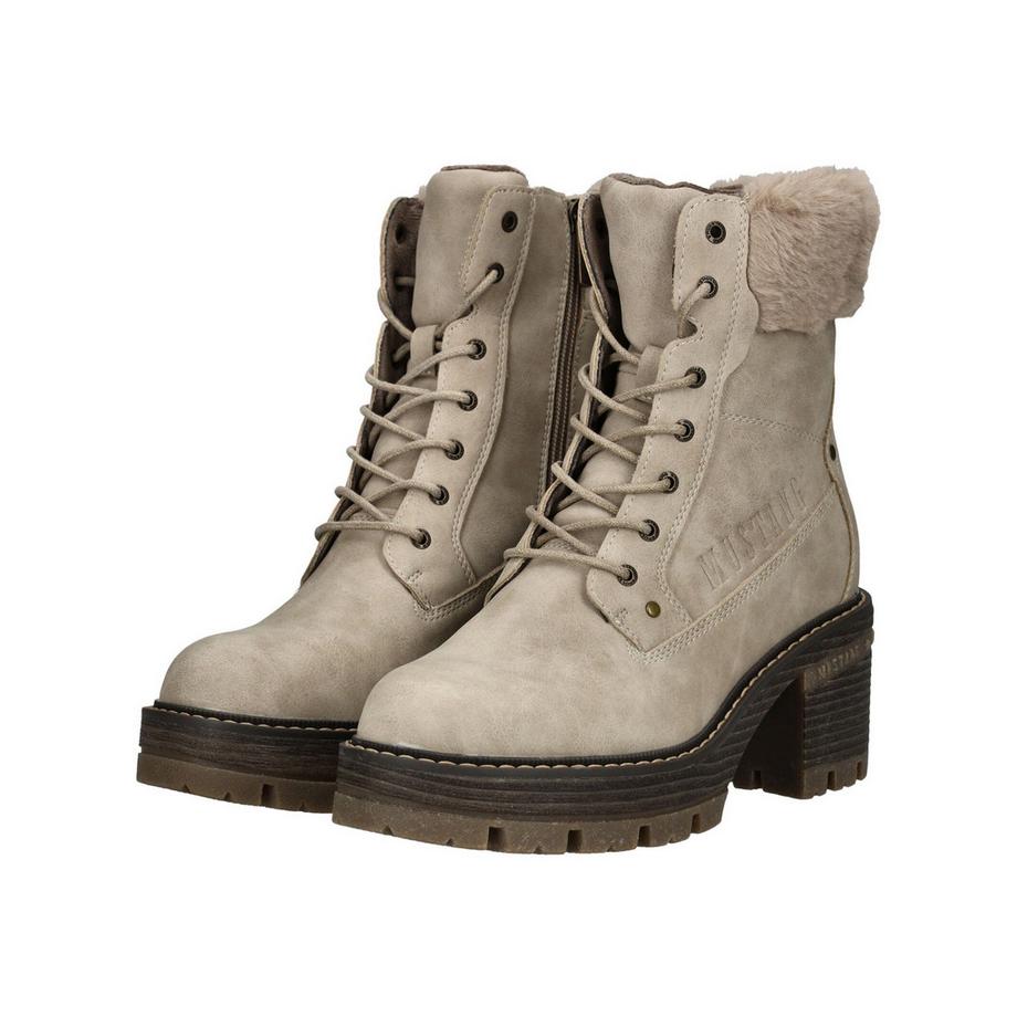 Mustang Bottines à lacets avec col en fausse fourrure  