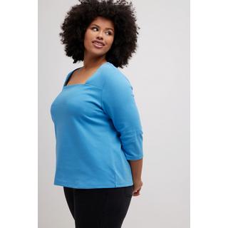 Ulla Popken  Shirt, Quernaht, Classic, Carrée-Ausschnitt, 3/4-Arm 