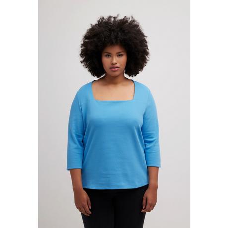 Ulla Popken  Shirt, Quernaht, Classic, Carrée-Ausschnitt, 3/4-Arm 